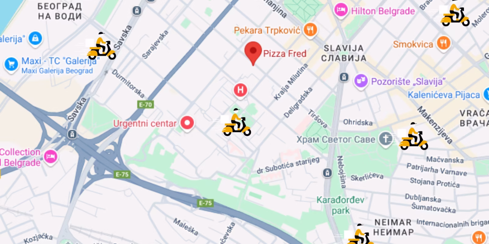 Pizza Fred dostava mapa pizza dostava Fred